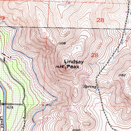 Topographic Map of Lindsay Peak, CA