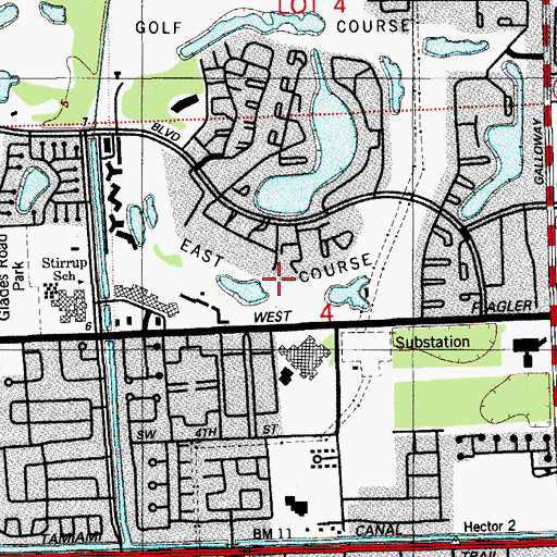 Topographic Map of Cypress Lake Country Club, FL