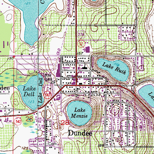 Topographic Map of Dundee Public Library, FL