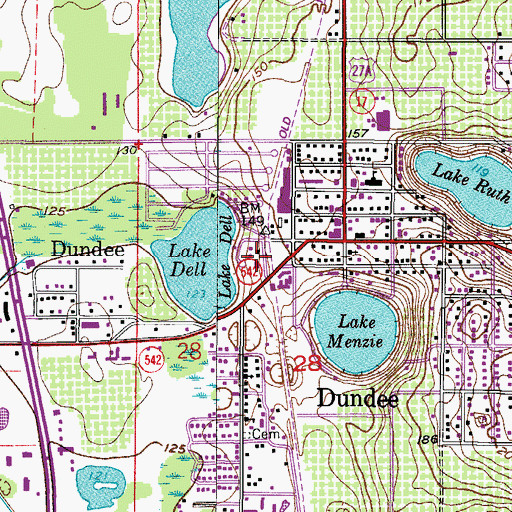 Topographic Map of Dundee Post Office, FL