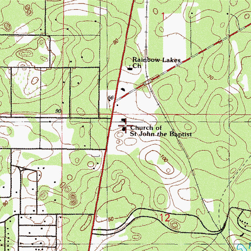 Topographic Map of Saint John the Baptist Catholic Church, FL