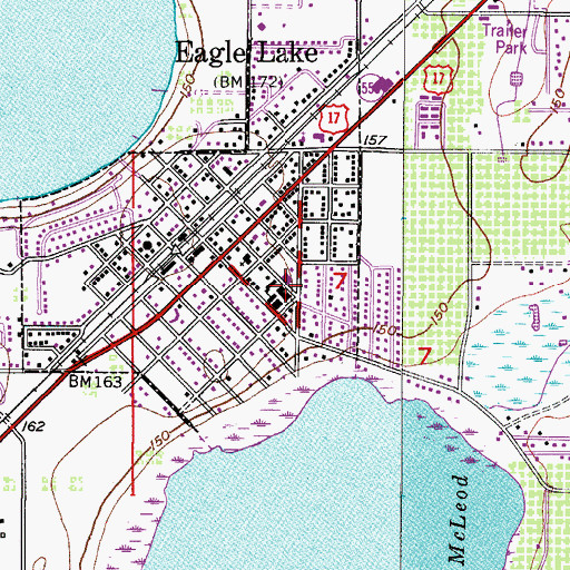 Topographic Map of Eagle Lake Public Library, FL
