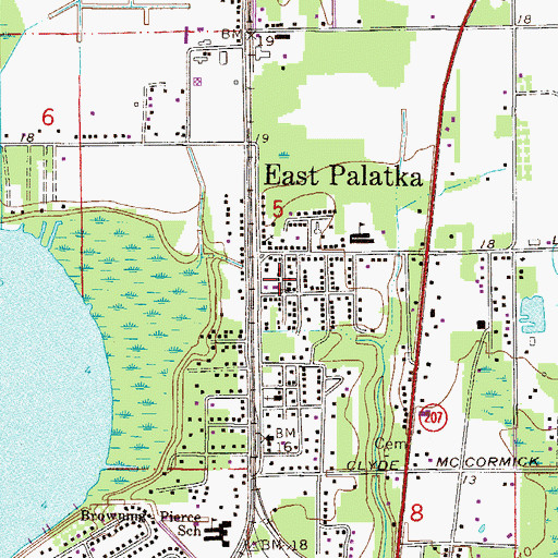 Topographic Map of Church of God by Faith of East Palatka, FL