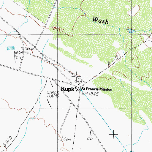 Topographic Map of Kupk, AZ