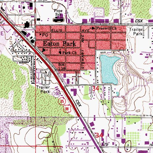 Topographic Map of Croft Mobile Home Park, FL