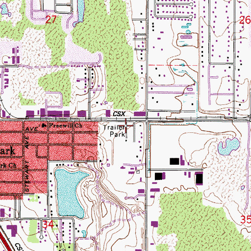 Topographic Map of Elliott Mobile Home Park, FL