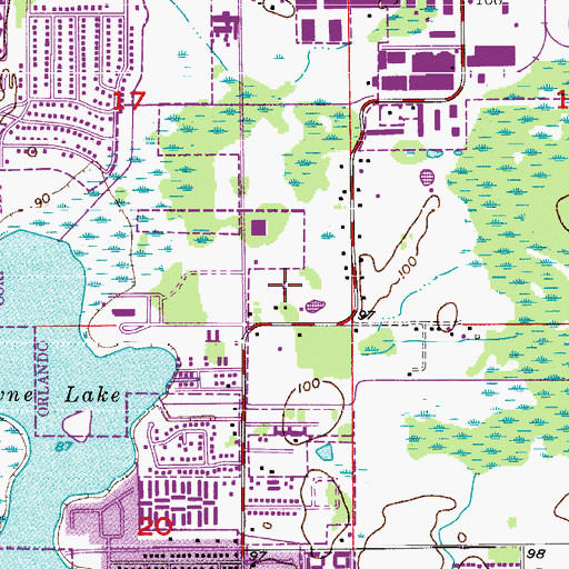 Topographic Map of WRLZ - AM (Eatonville), FL