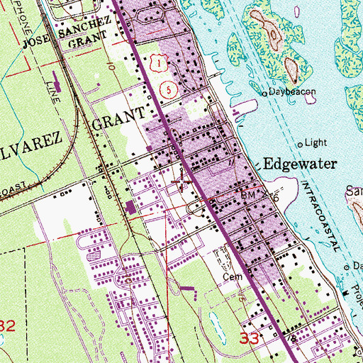 Topographic Map of Edgewater Mobile Home Park, FL