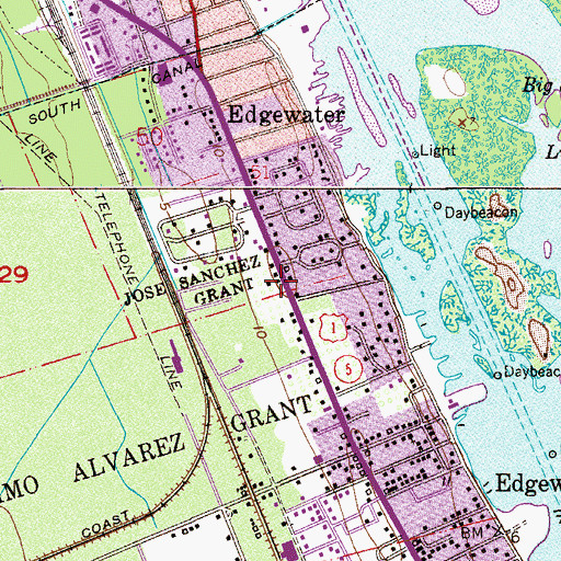 Topographic Map of Edgewater Alliance Church, FL
