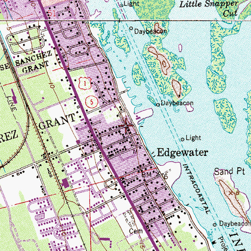 Topographic Map of Edgewater First Baptist Church, FL