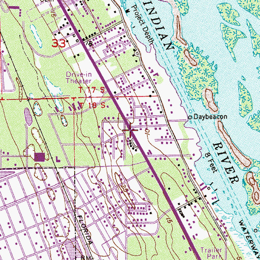 Topographic Map of Indian River Baptist Church, FL