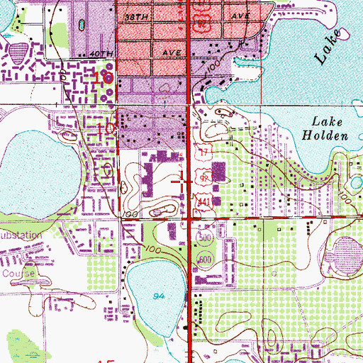 Topographic Map of Orange County Library System South Trail Library, FL