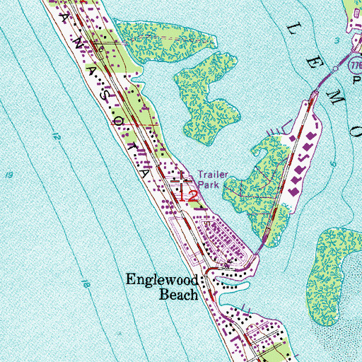 Topographic Map of Gulf to Bay Cooperative Mobile Home Park, FL
