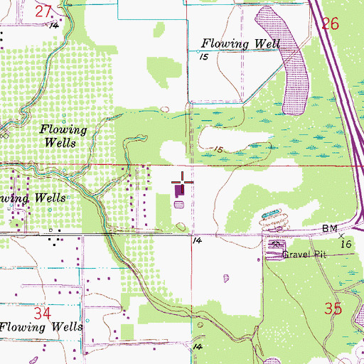 Topographic Map of Lee County Public Library System South County Regional Library, FL