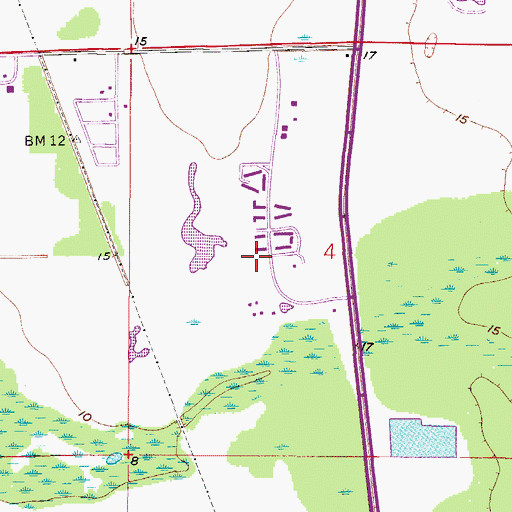 Topographic Map of Deer Island Golf and Lake Club, FL