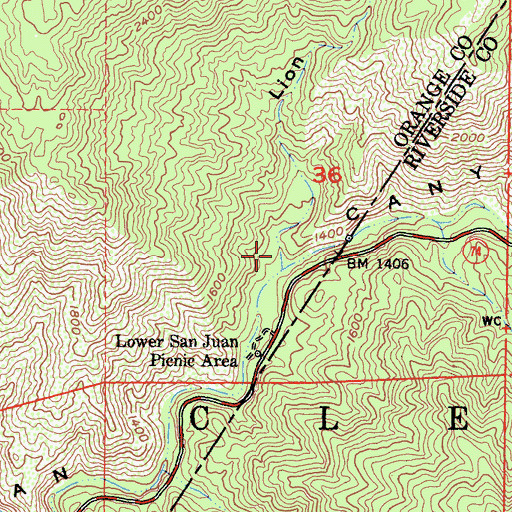Topographic Map of Lion Canyon, CA