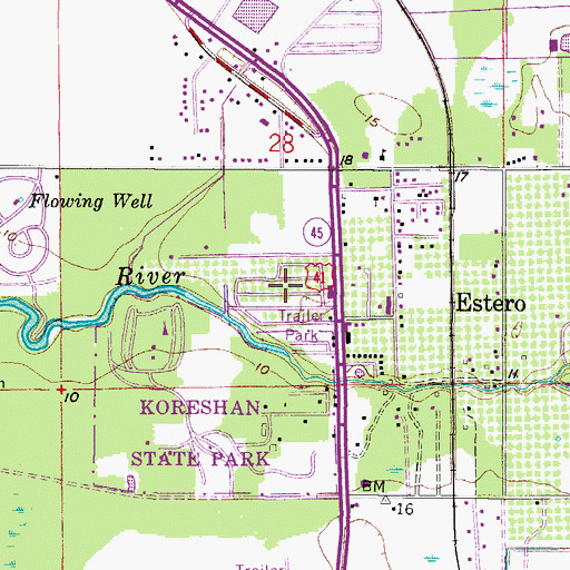 Topographic Map of Sunny Grove Park Mobile Home Park, FL