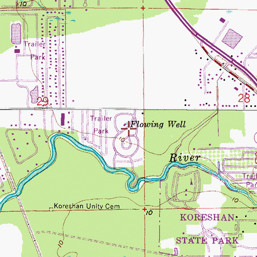 Topographic Map of Tahiti Mobile Village, FL