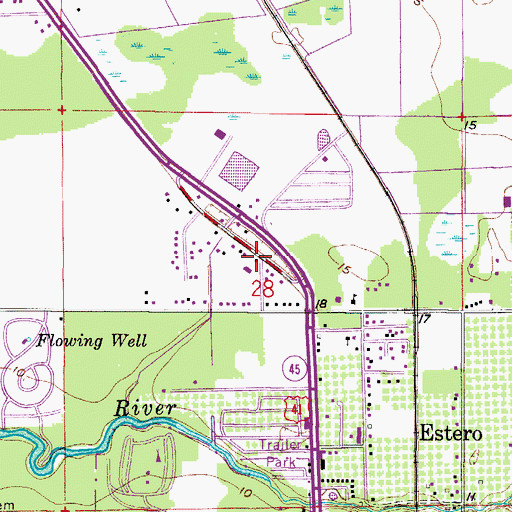 Topographic Map of First Baptist Church of Estero, FL