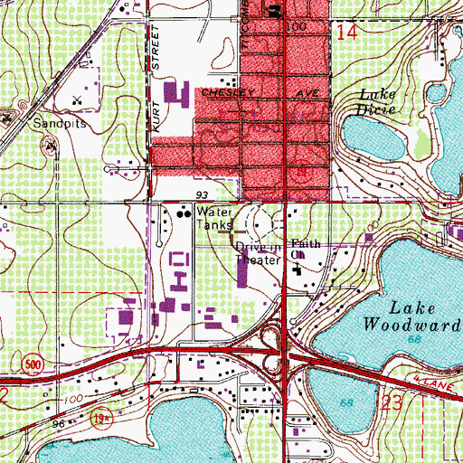 Topographic Map of Eustis Mini Mall, FL