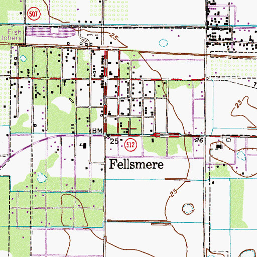 Topographic Map of Fellsmere Community Bible Church, FL