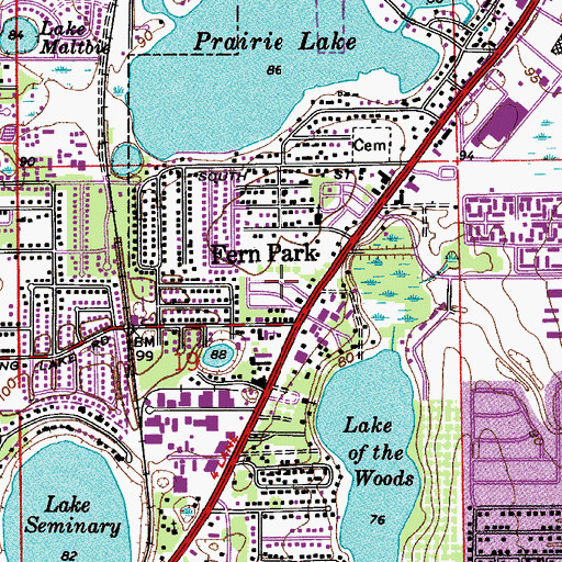 Topographic Map of Fern Park Mobile Home Park, FL