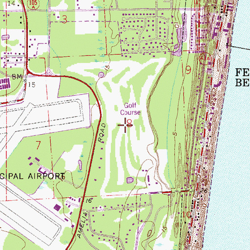 Topographic Map of Deland Country Club, FL