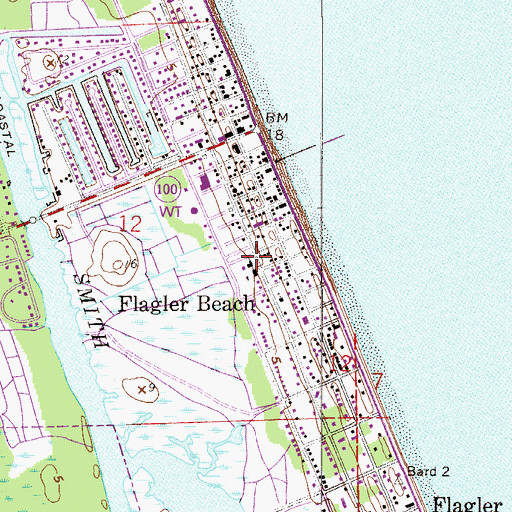 Topographic Map of Flagler Beach Library, FL