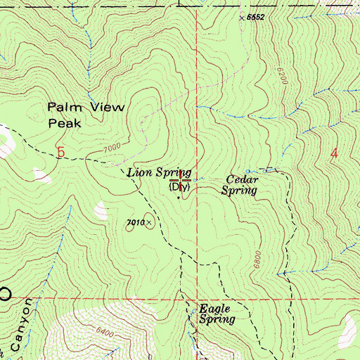 Topographic Map of Lion Spring, CA