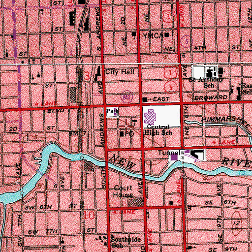 Topographic Map of Downtown Fort Lauderdale Heliport, FL