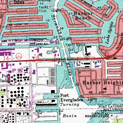 Topographic Map of Port Everglades Berths 1A and 1B, FL