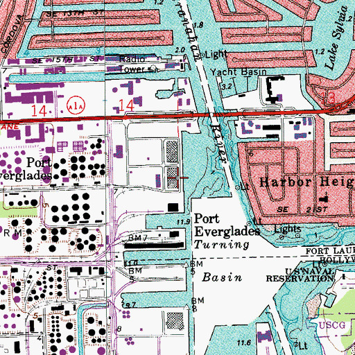 Topographic Map of Port Everglades Berths 1and 2 And 3, FL
