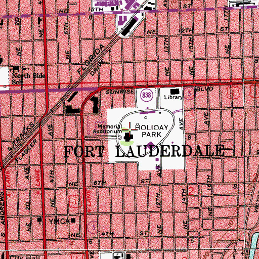 Topographic Map of War Memorial Auditorium, FL