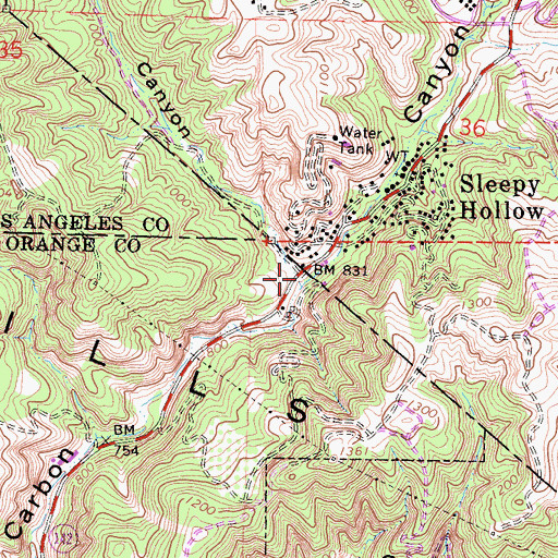 Topographic Map of Lions Canyon, CA
