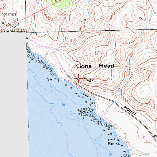 Topographic Map of Lions Head, CA