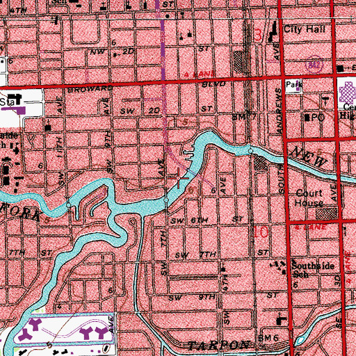 Topographic Map of City of Fort Lauderdale Cooleys Landing Marina, FL