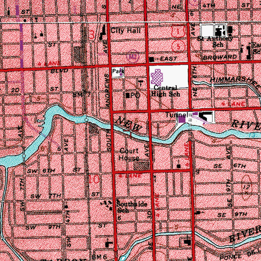 Topographic Map of City of Fort Lauderdale Downtown Marina, FL