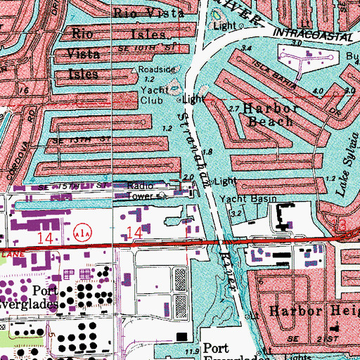 Topographic Map of Lauderdale Marina, FL