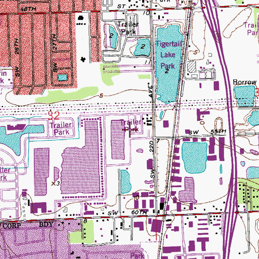 Topographic Map of Emerald Lakes Village Mobile Home Park, FL