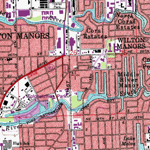 Topographic Map of Middle River Trailer Park, FL