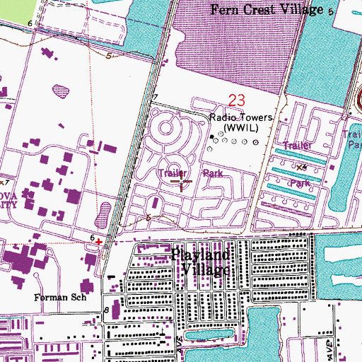 Topographic Map of Palma Nova Mobile Home Park, FL
