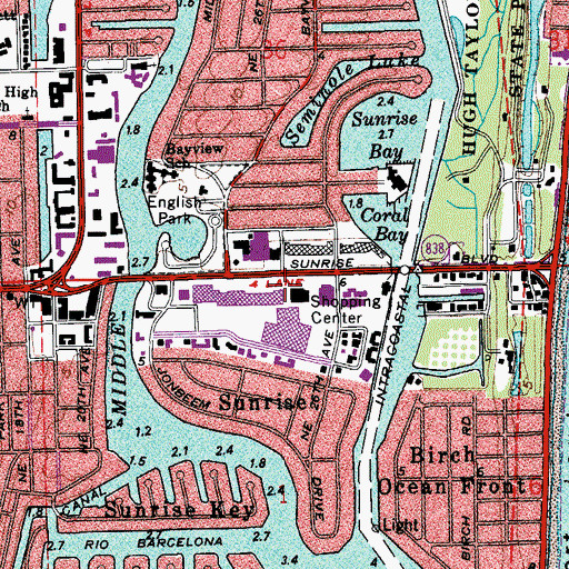 Topographic Map of Galleria Mall, FL