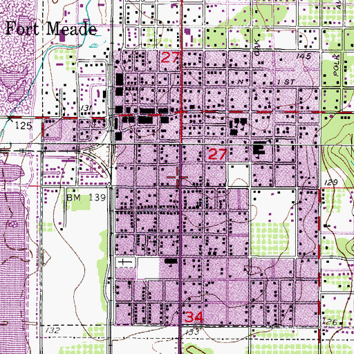 Topographic Map of Fort Meade Community Center, FL