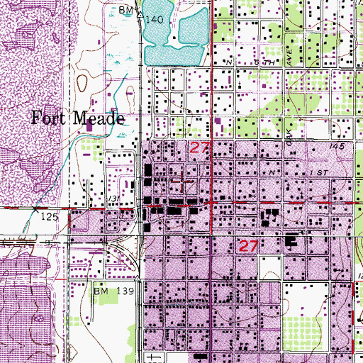 Topographic Map of Fort Meade Post Office, FL