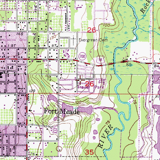 Topographic Map of Fort Meade Mobile Home Park, FL