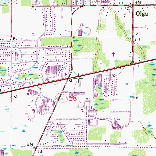 Topographic Map of Lee County Public Library System Riverdale Branch Library, FL
