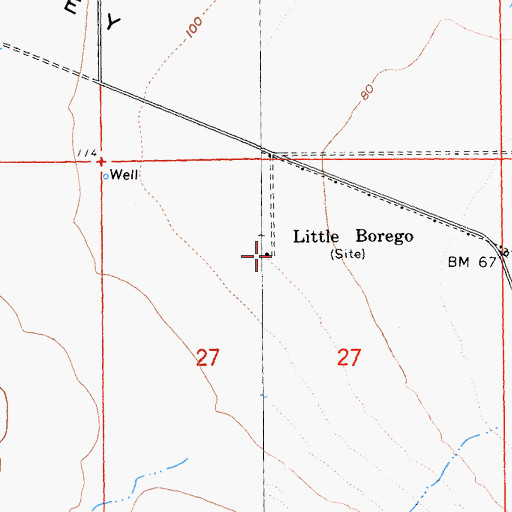 Topographic Map of Little Borego, CA