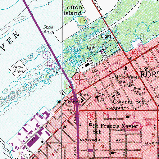 Topographic Map of Fort Myers Downtown Station Post Office, FL