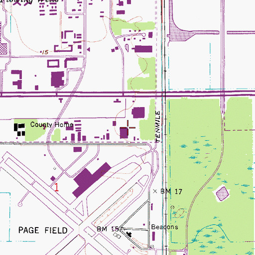 Topographic Map of Page Field Post Office, FL