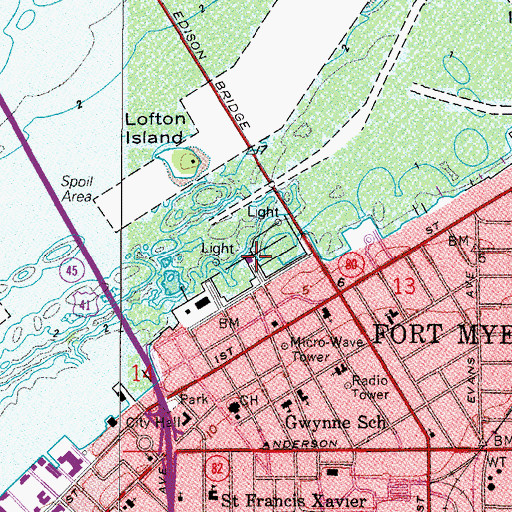 Topographic Map of City of Fort Myers Yacht Basin, FL